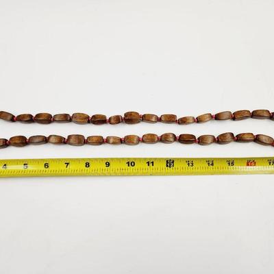 VINTAGE DARK WOOD LONG NECKLACE