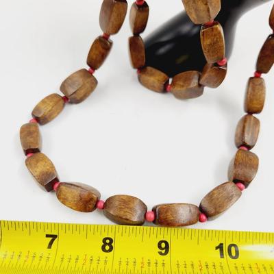 VINTAGE DARK WOOD LONG NECKLACE