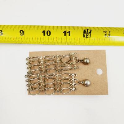 CUTE CHAIN MAIL SILVER TONED EARRINGS