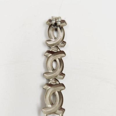 VINTAGE SILVER TONED DESIGNED LONG EARRINGS