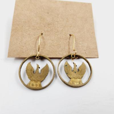 VINTAGE GREECE "PHOENIX" COIN EARRINGS