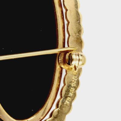 VINTAGE CATAMORE 1/20 12K 1940'S GOLD FILLED ONYX BROOCH PIN