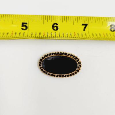 VINTAGE CATAMORE 1/20 12K 1940'S GOLD FILLED ONYX BROOCH PIN