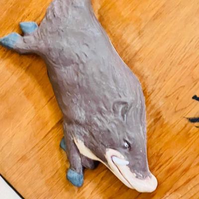 Vintage Chinese Board with Wild Boar Figurine