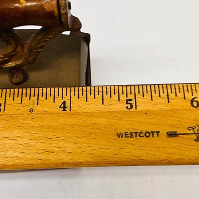 Vintage Brass Charcoal Burning Iron with Wood Handle