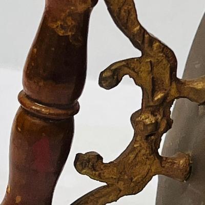 Vintage Brass Charcoal Burning Iron with Wood Handle