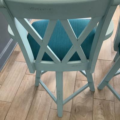 4 swivel bar stools with upholstered seats 24â€ seat, 22â€ depth, 16â€ seat depth