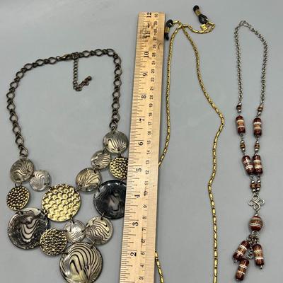 Lot of Fashion Dress Up Gold Tone Necklaces and Eyeglasses Chain