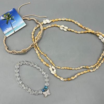 Lot of Nautical Beach Boho Small Shell Necklace, Anklet, & More