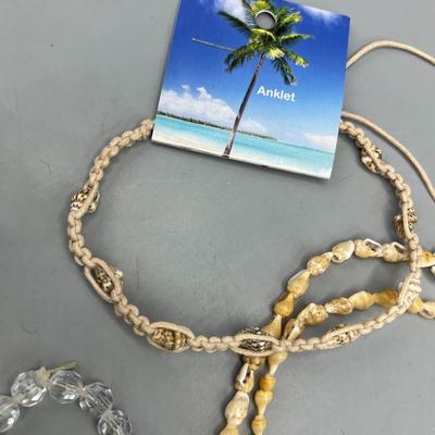 Lot of Nautical Beach Boho Small Shell Necklace, Anklet, & More