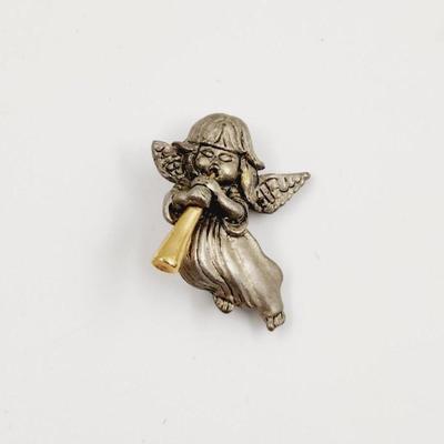 SILVER TONED GUARDIAN ANGEL PIN