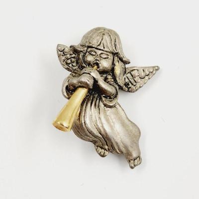 SILVER TONED GUARDIAN ANGEL PIN