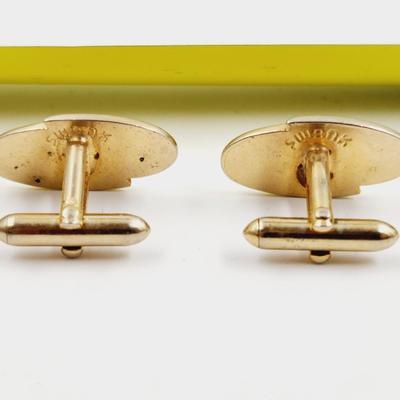 VINTAGE SWANK GOLD TONE CUFF LINKS