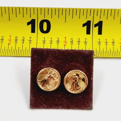 SMALL GOLD TONED LIBERTY COIN EARRINGS