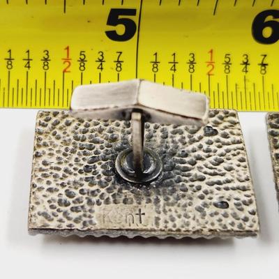 SIGNED VINTAGE SILVER TONED SIGNED CROWN CUFF LINKS