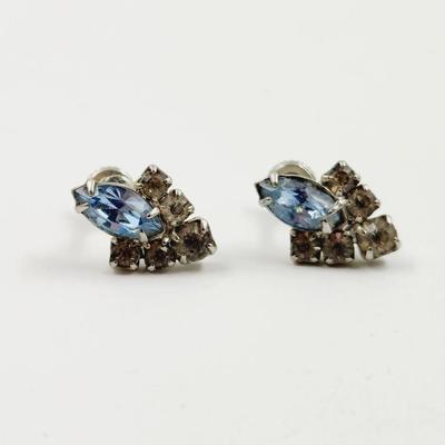 BEAUTIFUL ANTIQUE SCREW IN FAUX RHINESTONE EARRINGS