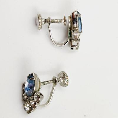 BEAUTIFUL ANTIQUE SCREW IN FAUX RHINESTONE EARRINGS