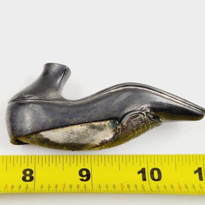 ANTIQUE SILVER TONED HIGH HEEL PIN CUSHION