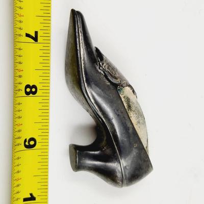 ANTIQUE SILVER TONED HIGH HEEL PIN CUSHION