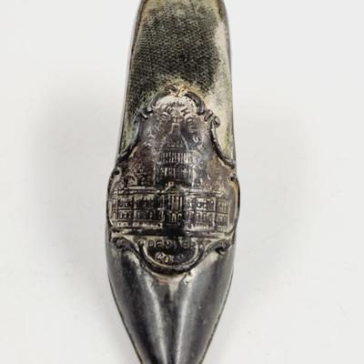 ANTIQUE SILVER TONED HIGH HEEL PIN CUSHION