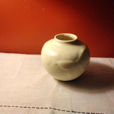 Rookwood Pottery 1942 Cream Matte Butterfly Round Vase #6509