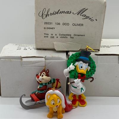 LOT 5 Christmas Magic Disney Ornaments: Oliver, Scrooge & Dale