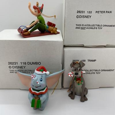 LOT 8: Christmas Magic Disney Ornaments: Peter Pan, Dumbo & Tramp