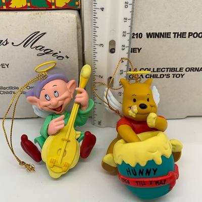 LOT 9: Christmas Magic Disney Ornaments: Dopey, Winnie the Pooh & Grolier Collectibles: Mowgli, Baloo