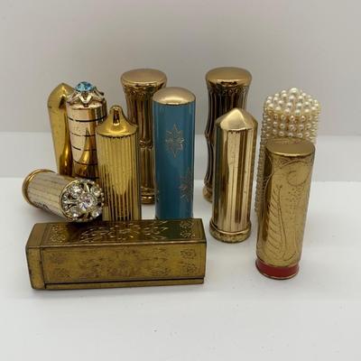 LOT 13: Vintage Lipstick Collection of  Coty, Revlon, Refillable, Jeweled & More