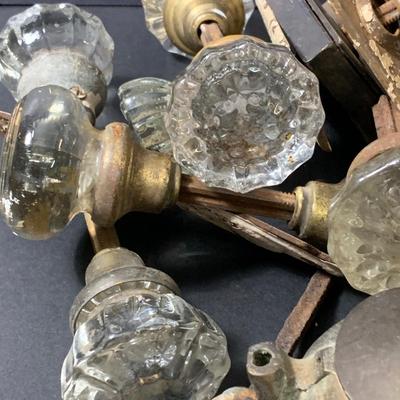 LOT 12 Vintage Glass Door Knobs, Door Locks & More