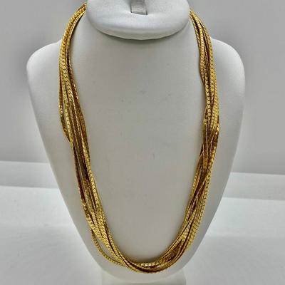 LOT 41: Vintage Multi Strand Gold Tone Necklace, Turquoise & Pearl Choker Necklace  & More