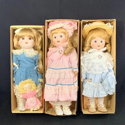 LOT  73R: Collectible Porcelain Dolls by Brinn: Veronica, Jamee & Jane
