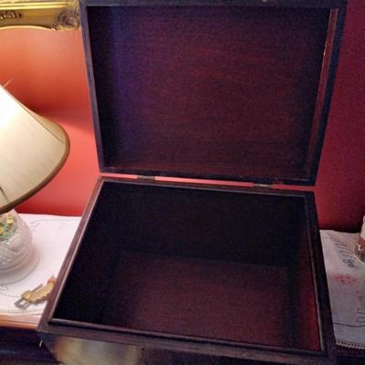 Antique Golden Dragon Wood & Brass Storage Box