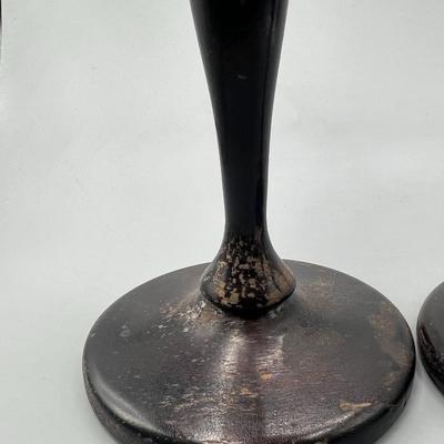 Pair of Retro Wooden Rustic Simple Candlestick Holders