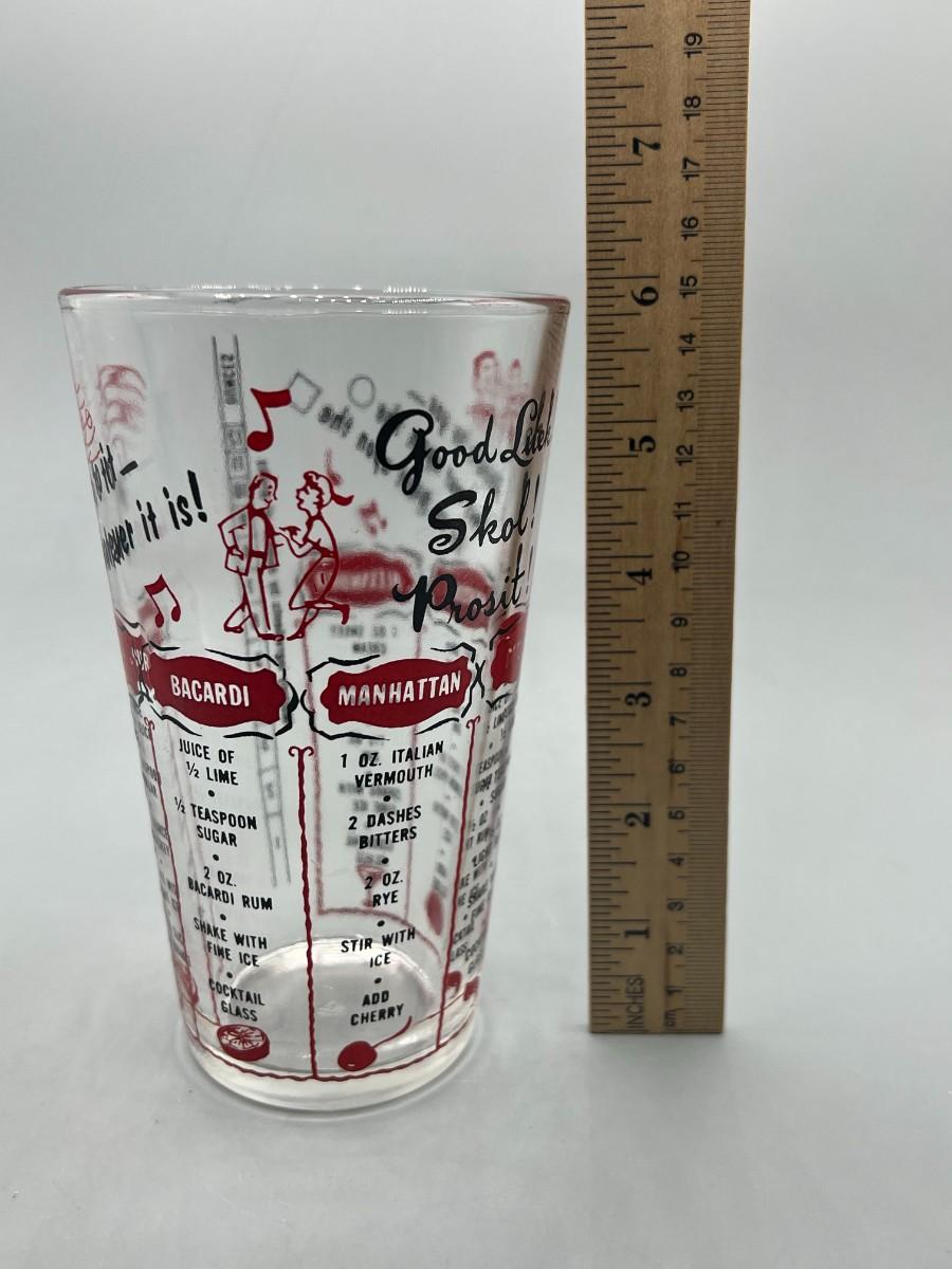 Vintage Novelty Barware Drink Recipe Glass