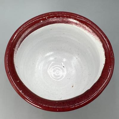 Vintage Dark Speckled Red Thrown Pottery Planter Pot