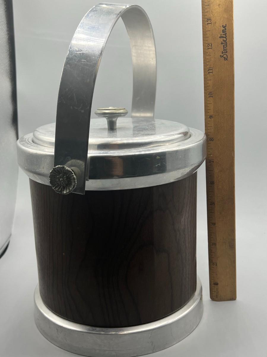 Vintage Retro Ice Bucket with Lid and Tongs