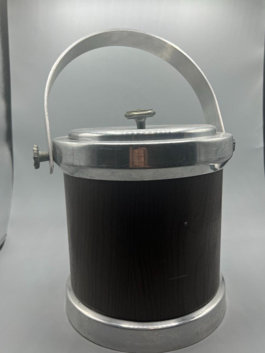 Vintage Retro Ice Bucket with Lid and Tongs