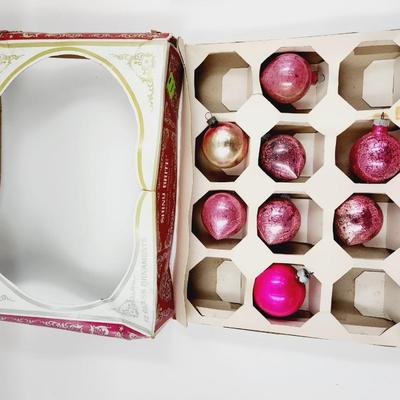VINTAGE SHINY BRIGHT ORNAMENTS 8 PC