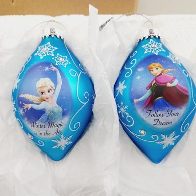 DISNEY FROZEN HEIRLOOM GLASS "FOLLOW YOUR DREAMS" COLLECTABLE ORNAMENTS