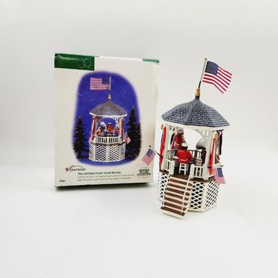 DEPARTMENT 56 CELEBRATE AMERICA STARS & STRIPES FOREVER GAZEBO MUSIC BOX  - WORKS