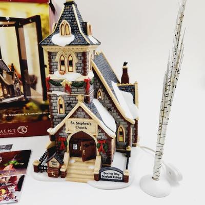 DEPARTMENT 56 BATTERY OPERATED ST STEPHENS CHURCH - WORKS