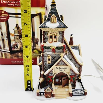 DEPARTMENT 56 BATTERY OPERATED ST STEPHENS CHURCH - WORKS