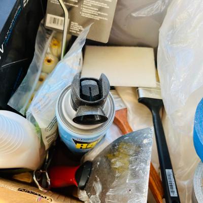 Box lot of painting supplies
