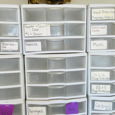 Lot 2 of 4 stacks of 3 drawer storage
