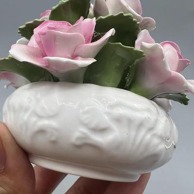 Vintage Aynsley Porcelain Pink Roses China Flower Figurine