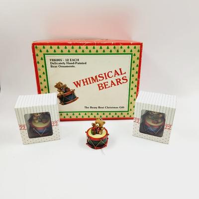 VINTAGE WHIMSICAL MUSICAL BEAR ORNAMENT COLLECTION (9 INCLUDED)
