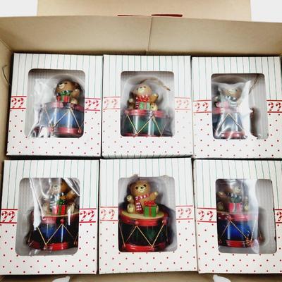 VINTAGE WHIMSICAL MUSICAL BEAR ORNAMENT COLLECTION (9 INCLUDED)