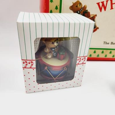 VINTAGE WHIMSICAL MUSICAL BEAR ORNAMENT COLLECTION (9 INCLUDED)