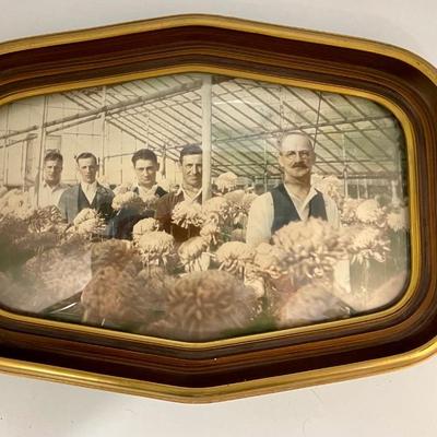 Antique photo in concave glass frame - Flower Market